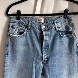 Agolde Women’s Nico High Rise Slim Fit Jeans, Light Distressing, Medium Wash 28